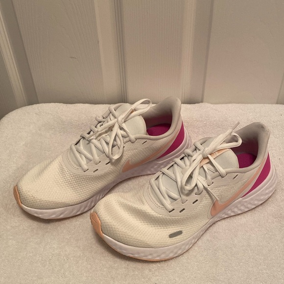 Nike Shoes - Nike Revolution White/Pink Tennis Shoes…size 10